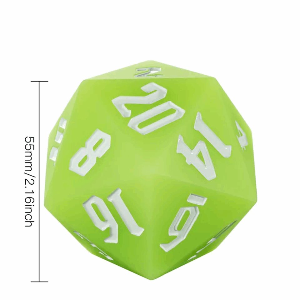 Jester's Bounce | 55mm Luminous D20 Silicone | Green - Tabletop Dominion - We Print Miniatures