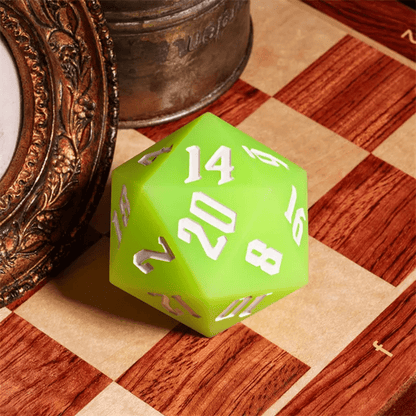 Jester's Bounce | 55mm Luminous D20 Silicone | Green - Tabletop Dominion - We Print Miniatures
