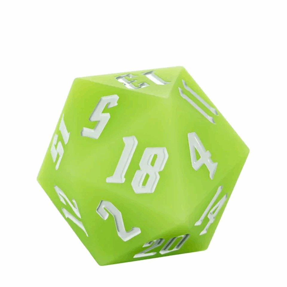 Jester's Bounce | 55mm Luminous D20 Silicone | Green - Tabletop Dominion - We Print Miniatures