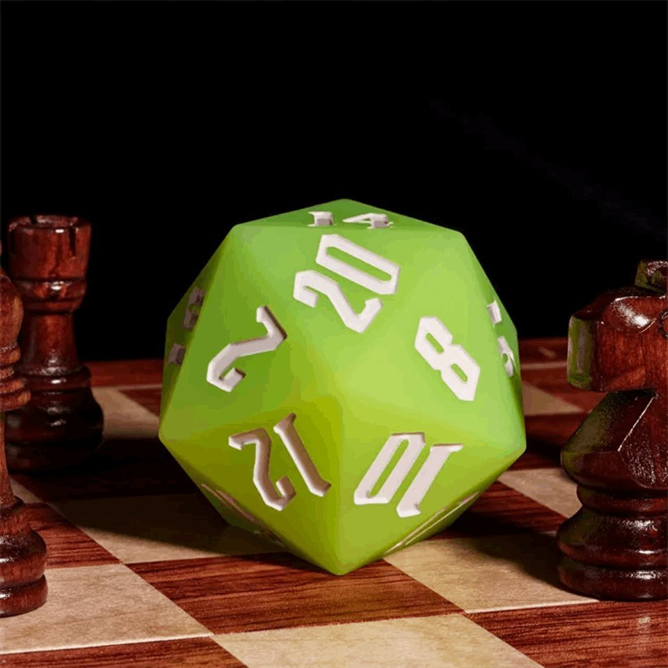 Jester's Bounce | 55mm Luminous D20 Silicone | Green - Tabletop Dominion - We Print Miniatures