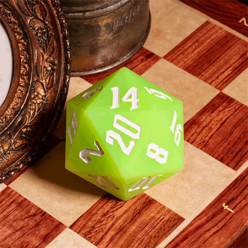 Jester's Bounce | 55mm Luminous D20 Silicone | Green - Tabletop Dominion - We Print Miniatures