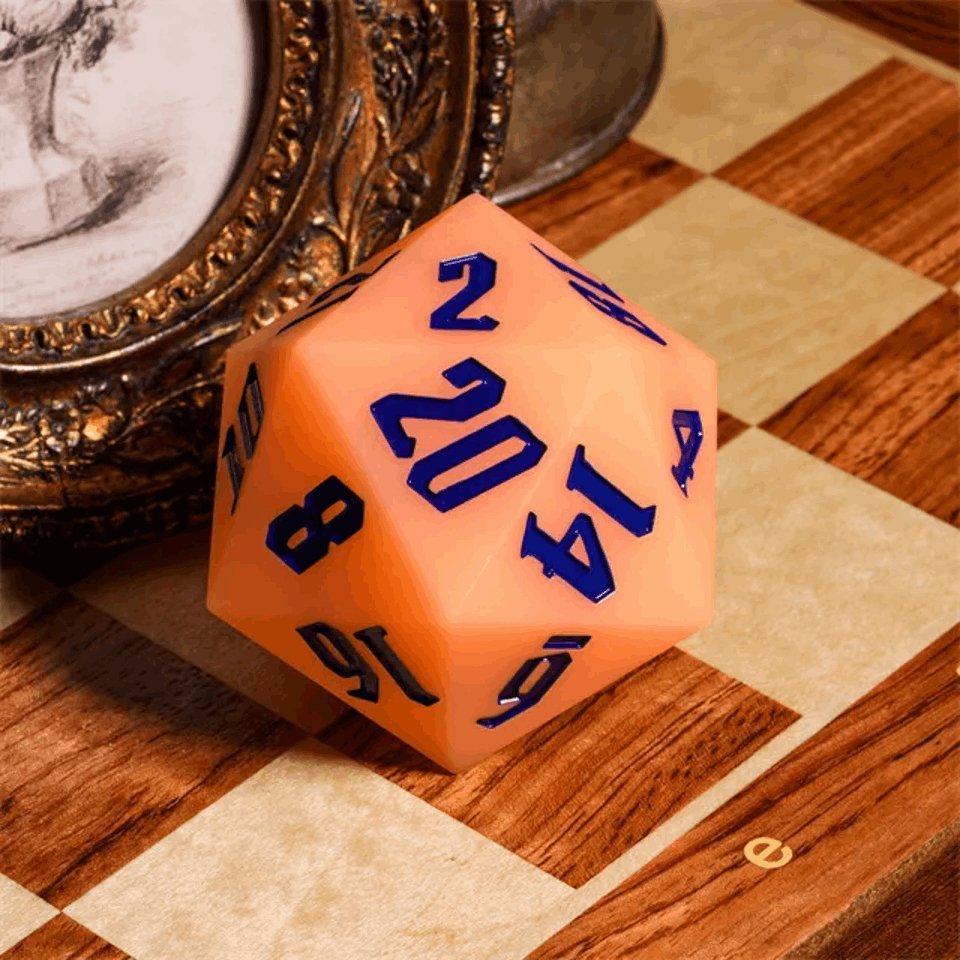 Jester's Bounce | 55mm Luminous D20 Silicone | Orange - Tabletop Dominion - We Print Miniatures