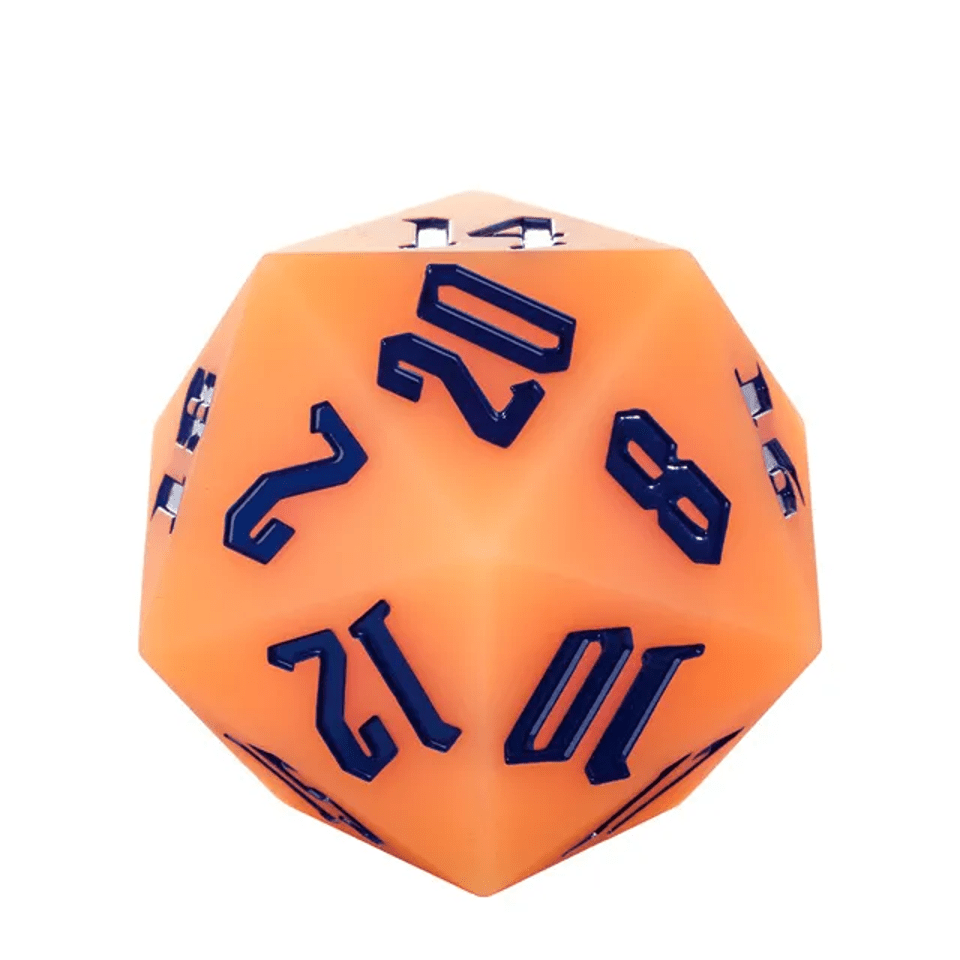Jester's Bounce | 55mm Luminous D20 Silicone | Orange - Tabletop Dominion - We Print Miniatures