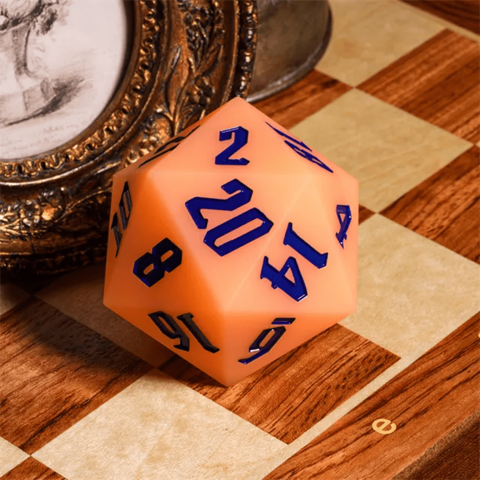 Jester's Bounce | 55mm Luminous D20 Silicone | Orange - Tabletop Dominion - We Print Miniatures