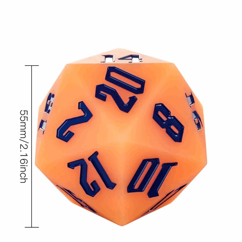 Jester's Bounce | 55mm Luminous D20 Silicone | Orange - Tabletop Dominion - We Print Miniatures