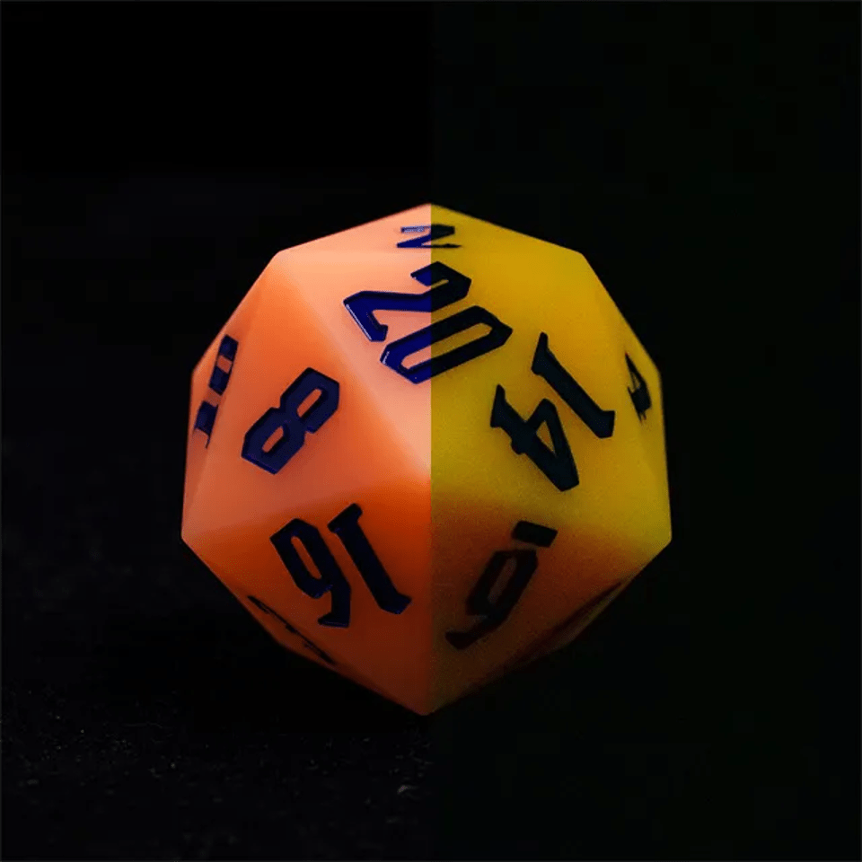 Jester's Bounce | 55mm Luminous D20 Silicone | Orange - Tabletop Dominion - We Print Miniatures