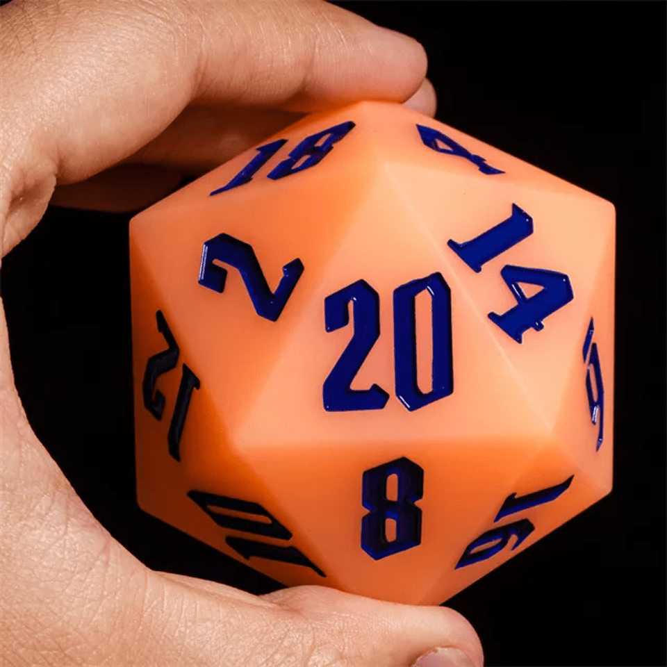 Jester's Bounce | 55mm Luminous D20 Silicone | Orange - Tabletop Dominion - We Print Miniatures