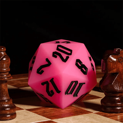 Jester's Bounce | 55mm Luminous D20 Silicone | Pink - Tabletop Dominion - We Print Miniatures