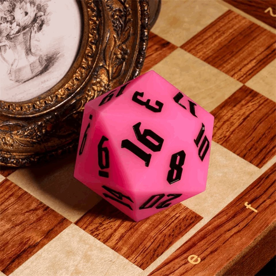 Jester's Bounce | 55mm Luminous D20 Silicone | Pink - Tabletop Dominion - We Print Miniatures