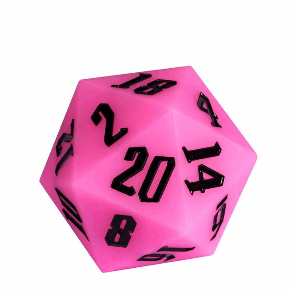 Jester's Bounce | 55mm Luminous D20 Silicone | Pink - Tabletop Dominion - We Print Miniatures