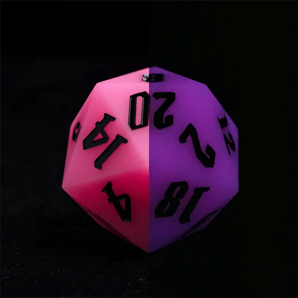Jester's Bounce | 55mm Luminous D20 Silicone | Pink - Tabletop Dominion - We Print Miniatures