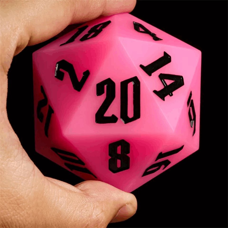 Jester's Bounce | 55mm Luminous D20 Silicone | Pink - Tabletop Dominion - We Print Miniatures