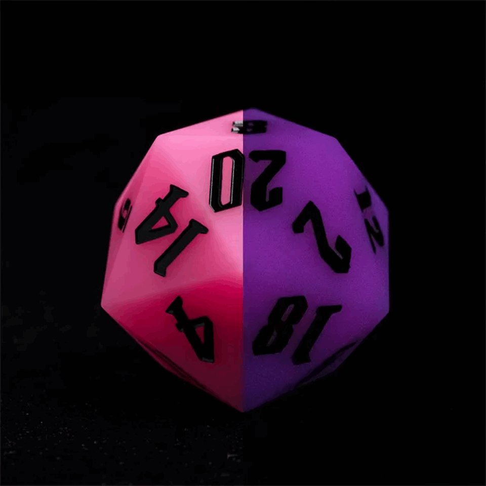 Jester's Bounce | 55mm Luminous D20 Silicone | Pink - Tabletop Dominion - We Print Miniatures