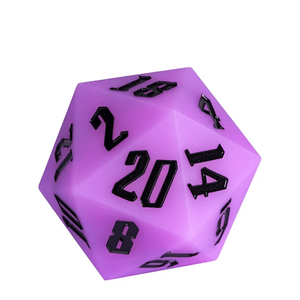 Jester's Bounce | 55mm Luminous D20 Silicone | Purple - Tabletop Dominion - We Print Miniatures