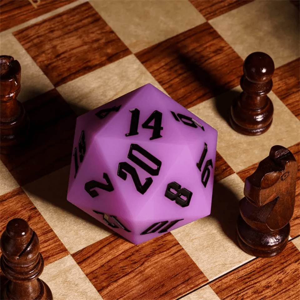 Jester's Bounce | 55mm Luminous D20 Silicone | Purple - Tabletop Dominion - We Print Miniatures