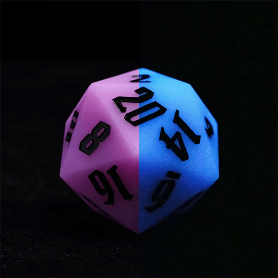 Jester's Bounce | 55mm Luminous D20 Silicone | Purple - Tabletop Dominion - We Print Miniatures
