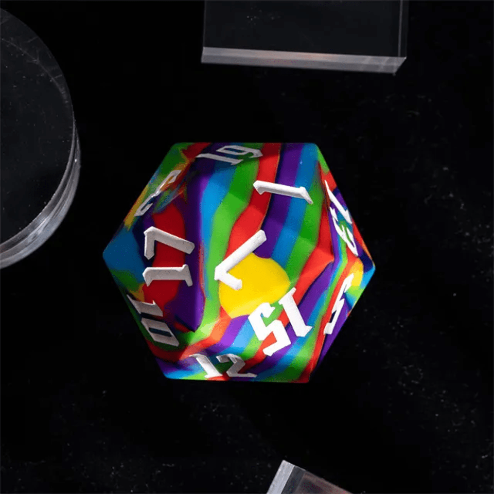 Jester's Bounce | D20 Silicone | Rainbow - Tabletop Dominion - We Print Miniatures