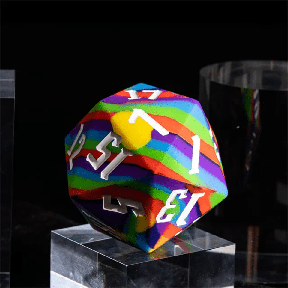 Jester's Bounce | D20 Silicone | Rainbow - Tabletop Dominion - We Print Miniatures