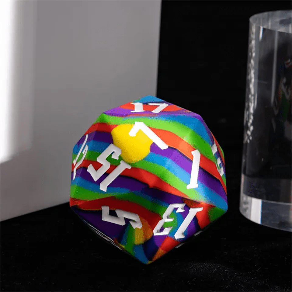Jester's Bounce | D20 Silicone | Rainbow - Tabletop Dominion - We Print Miniatures
