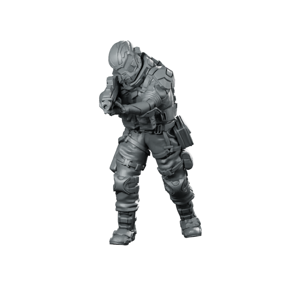 Jett Techno Guard Cyberpunk Miniature Armored Rifleman Miniature 360 Spin 01