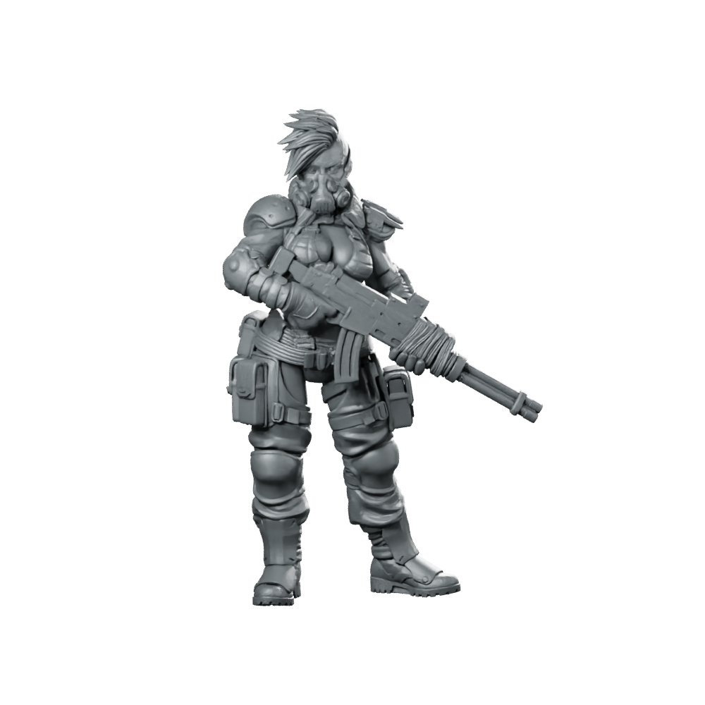 Joey Pratts Ganger Miniature Cyberpunk Heavy Gunner Miniature 360 Spin 01