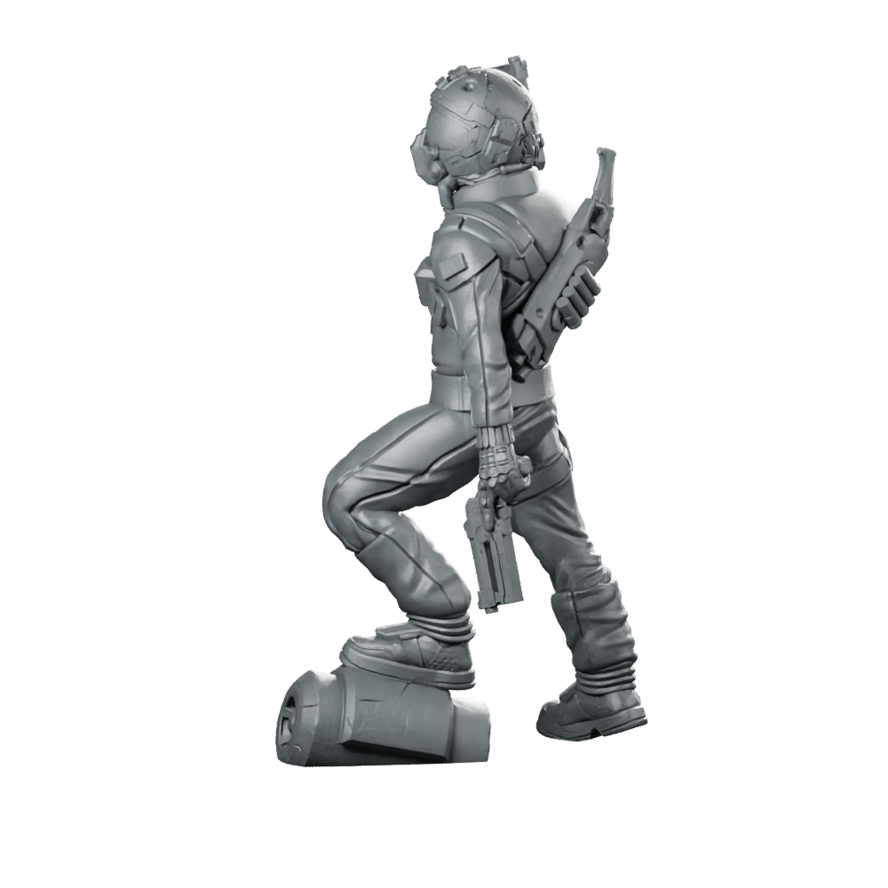 Johan Ghosthaul Pike 1 Miniature Cyberpunk Sci-Fi Operative Miniature 360 Spin 01