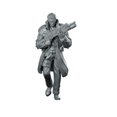 John Bishop Cyberpunk Miniature Machine Gun Operative Miniature 360 Spin 01
