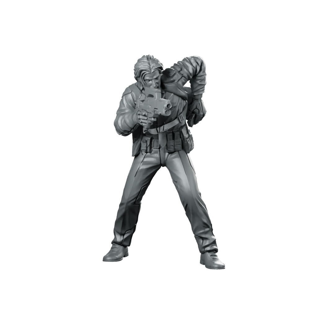 Johnny Assassin Cyberpunk Miniature Tactical Gunfighter Operative Miniature 360 Spin 01