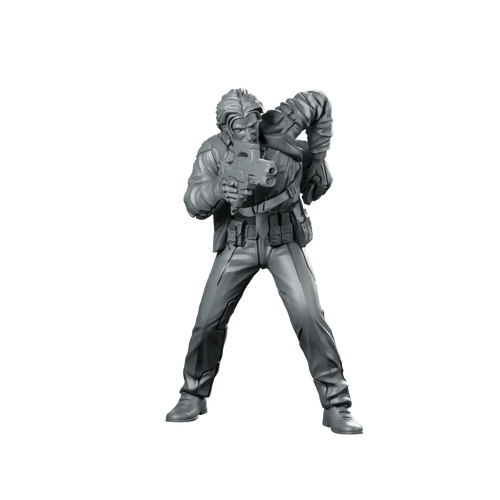 Johnny Assassin Cyberpunk Miniature Tactical Gunfighter Operative Miniature 360 Spin 01