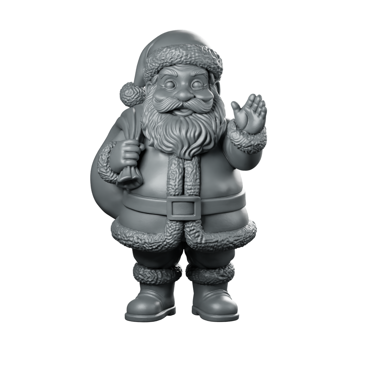 Jolly Santa With Sack Miniature Waving Festive Miniature 360 Spin 01