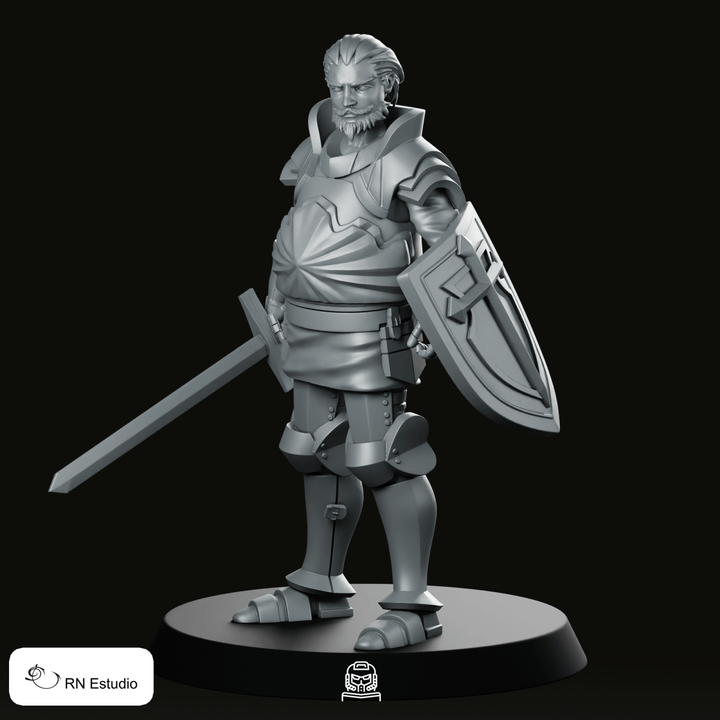 Josef Miniatura Guerrero Héroe con Armadura, Espada y Escudo