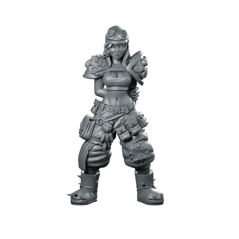 Junk Girl Scrapper Miniature Wasteland Bounty Hunter Miniature 360 Spin 01
