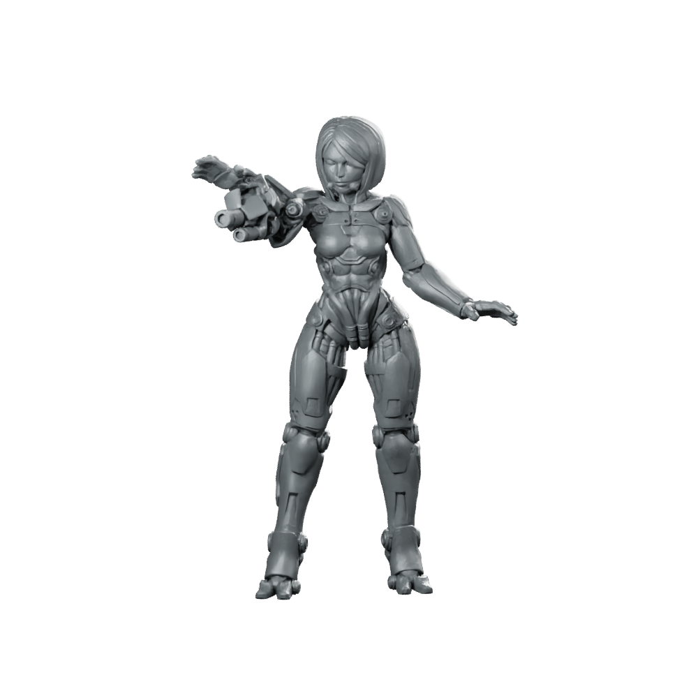 Jynza Female Cyberbabe Miniature Sci-Fi Cyborg Leader Miniature 360 Spin 01