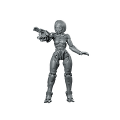 Jynza Female Cyberbabe Miniature Sci-Fi Cyborg Leader Miniature 360 Spin 01
