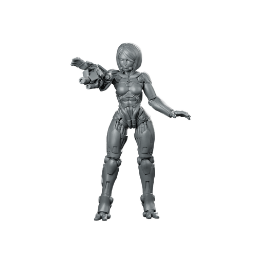 Jynza Female Cyberbabe Miniature Sci-Fi Cyborg Leader Miniature 360 Spin 01