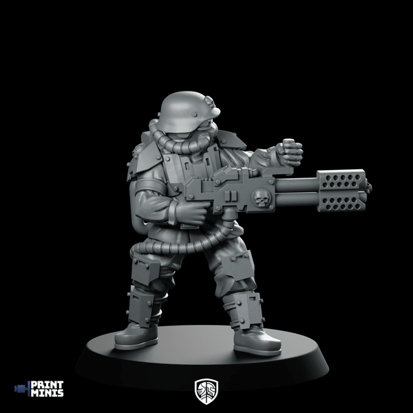 Kaledon Fortis Flame Thrower Pose 1 Miniature Trooper - PrintMinis - We Print Miniatures