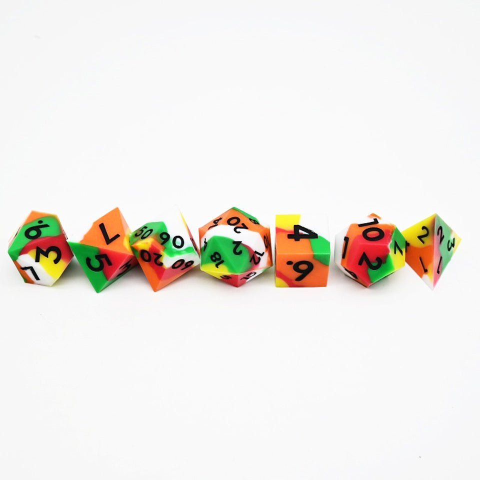 Kaleidoscopic Squish Rocks | Silicone Dice | 7 Piece Set - Tabletop Dominion - We Print Miniatures