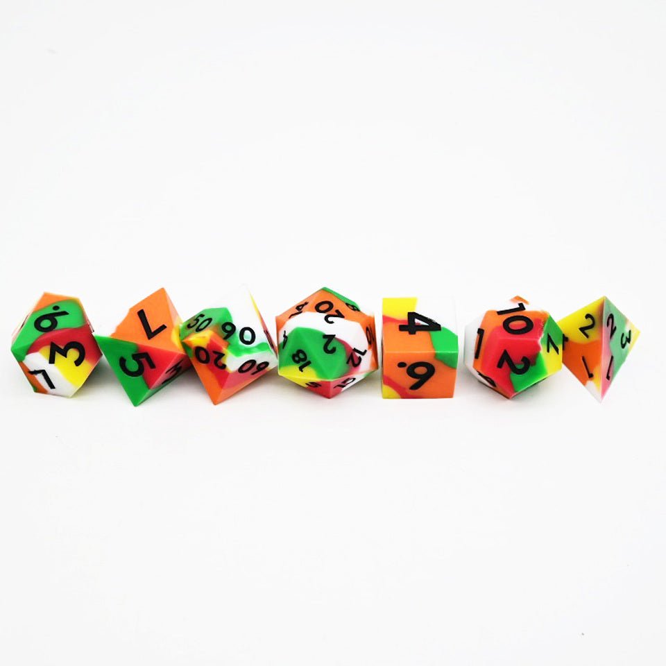 Kaleidoscopic Squish Rocks | Silicone Dice | 7 Piece Set - Tabletop Dominion - We Print Miniatures
