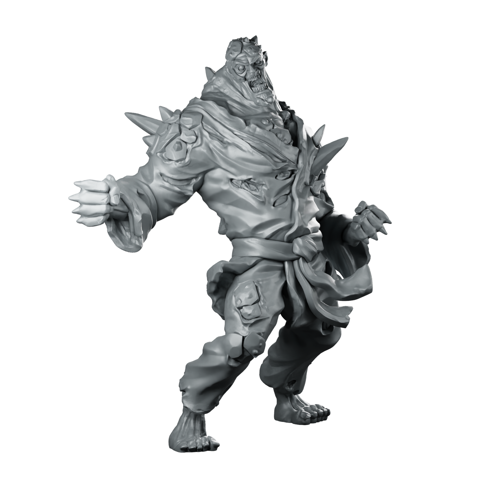 Karate Monster Miniature Undead Zombie Brute Spiked Miniature 360 Spin 01
