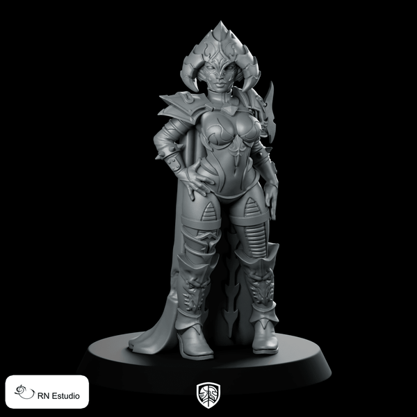 Karitza Miniature Armored Heroine Helmeted Fantasy RPG - RN Estudio - We Print Miniatures