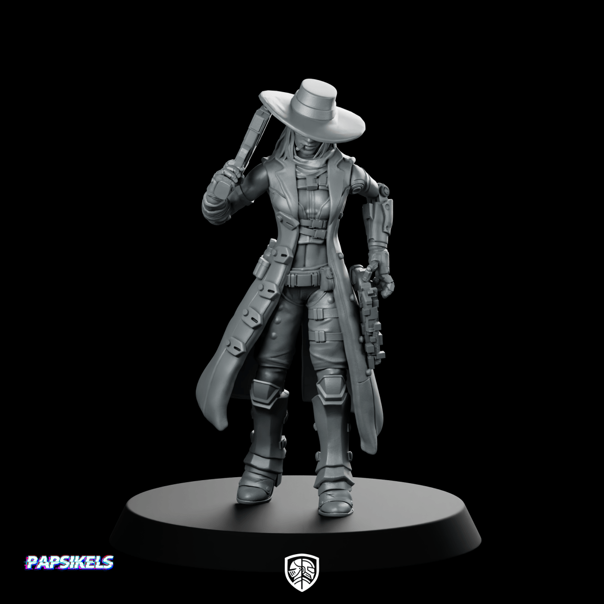 Kate Bane 2 Miniature Cyberpunk Gunslinger Hero - Papsikels Miniatures - We Print Miniatures