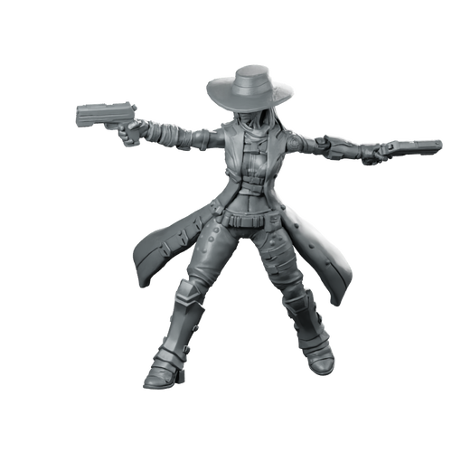 Kate Bane 3 Miniature Dual-Pistol Cyberpunk Gunslinger Hero Miniature 360 Spin 01