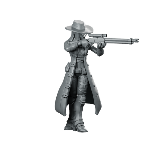 Kate Bane 4 Miniature Cyberpunk Sniper Gunslinger Miniature 360 Spin 01
