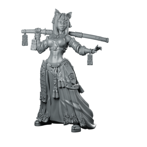 Katsumi Monk Miniature Katana Fantasy Resin Hero Miniature 360 Spin 01