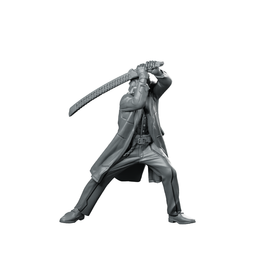 Taiga Kazunobu 04b Cyberpunk Miniature Sword Assassin Miniature 360 Spin 01
