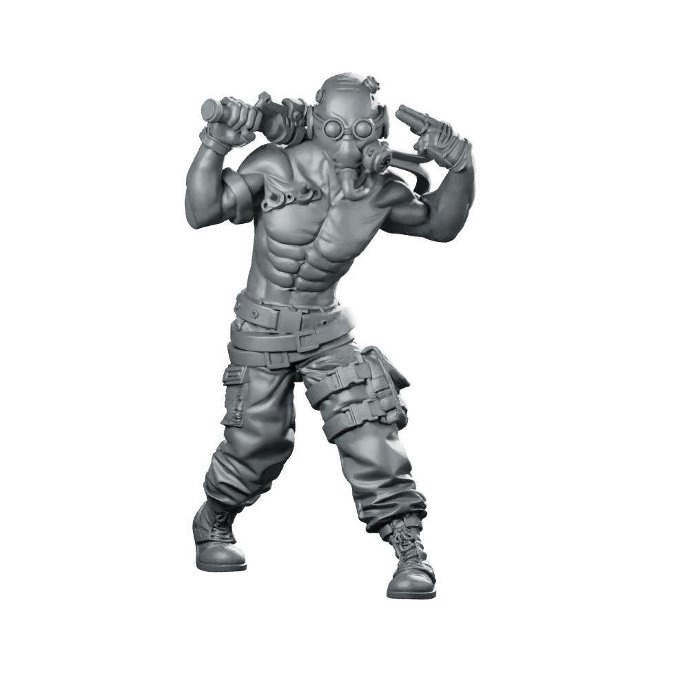 Kenoth Crazy Borderlands Vandal Miniature Cyberpunk Raider Miniature 360 Spin 01