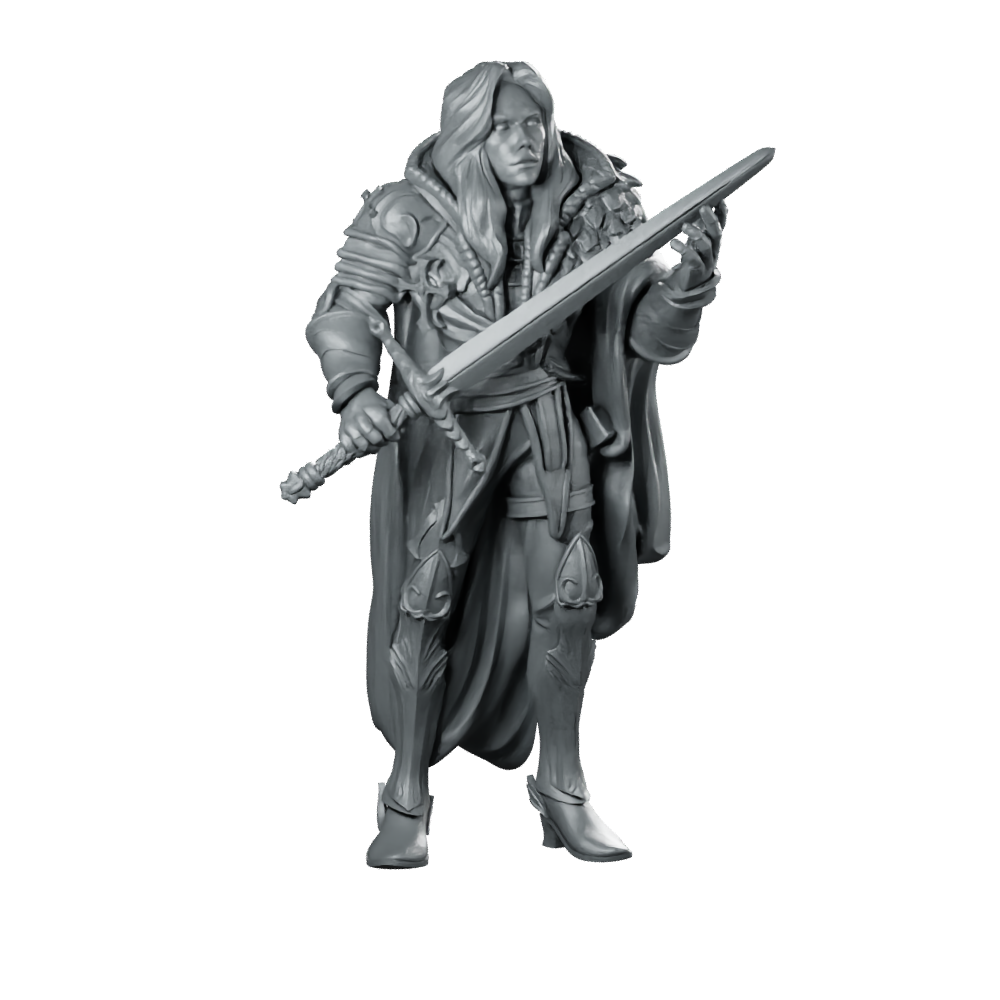 Kenric Warrior Miniature Sword Hero Armored Cloaked Miniature 360 Spin 01