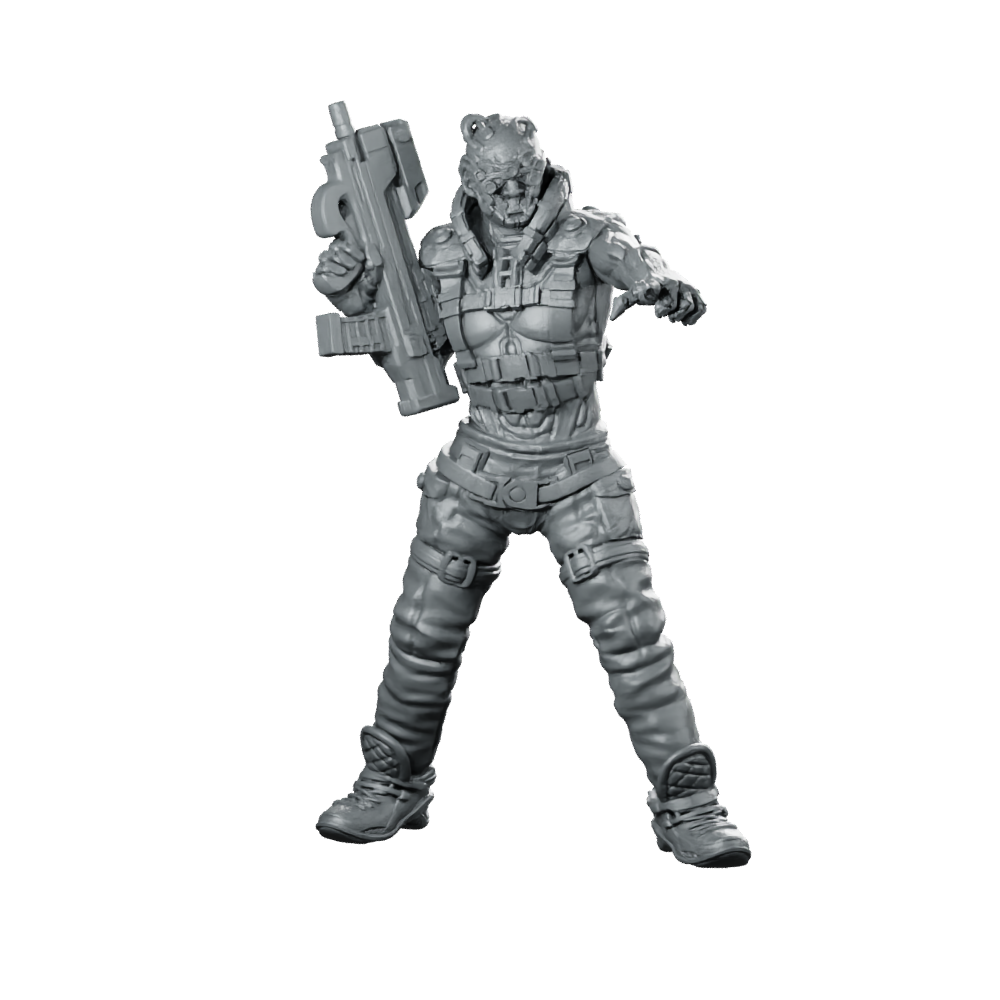 Kevlar 2 Cyberpunk Miniature Machine Gun Operative Miniature 360 Spin 01