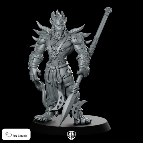 Kihmari Warrior Fantasy Miniature Beastfolk Spear Hero