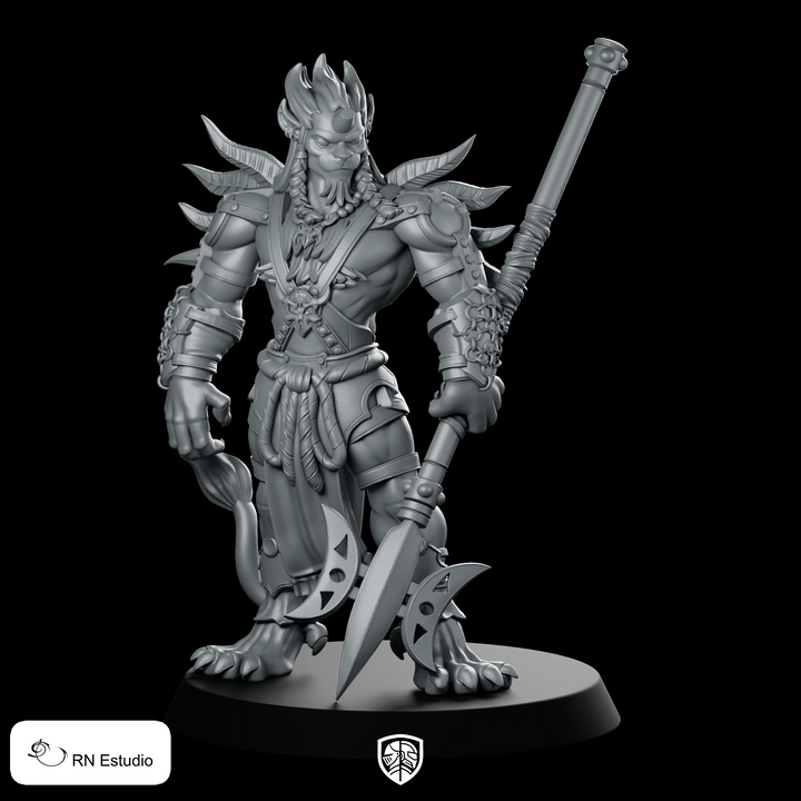Kihmari Warrior Fantasy Miniature Beastfolk Spear Hero